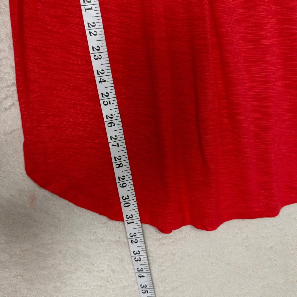 Old Navy Luxe V-Neck Long Sleeve Tee Red Slub Knit Top M Tall Minimalist NWT - Picture 3 of 7